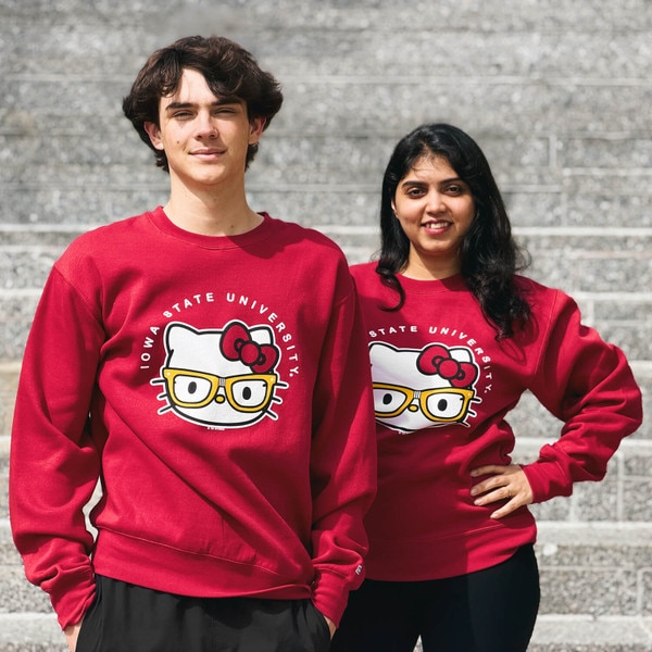 Blue 84 X Hello Kitty Iowa State Cardinal Lens Love Crewneck Sweatshirt